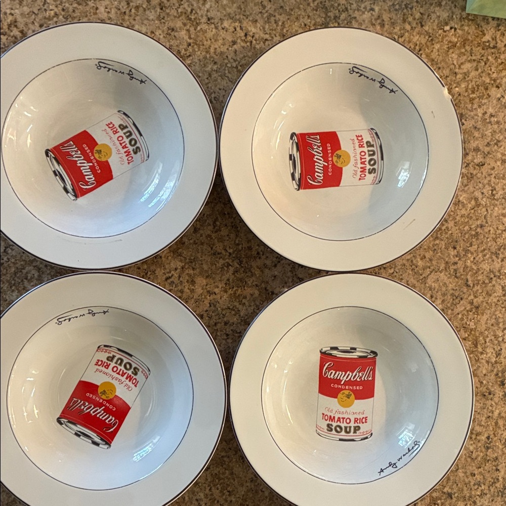 Rare Vintage Andy Warhol Campbell’s Soup Bowls. set of 6 manufactured by Block.